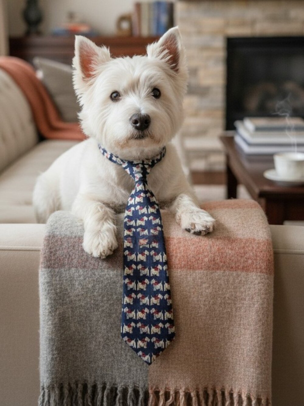 VINTAGE BEAUFORT Silk Dog Print Tie Navy Preppy Mens Necktie Yorkie Terrier - Picture 11 of 11